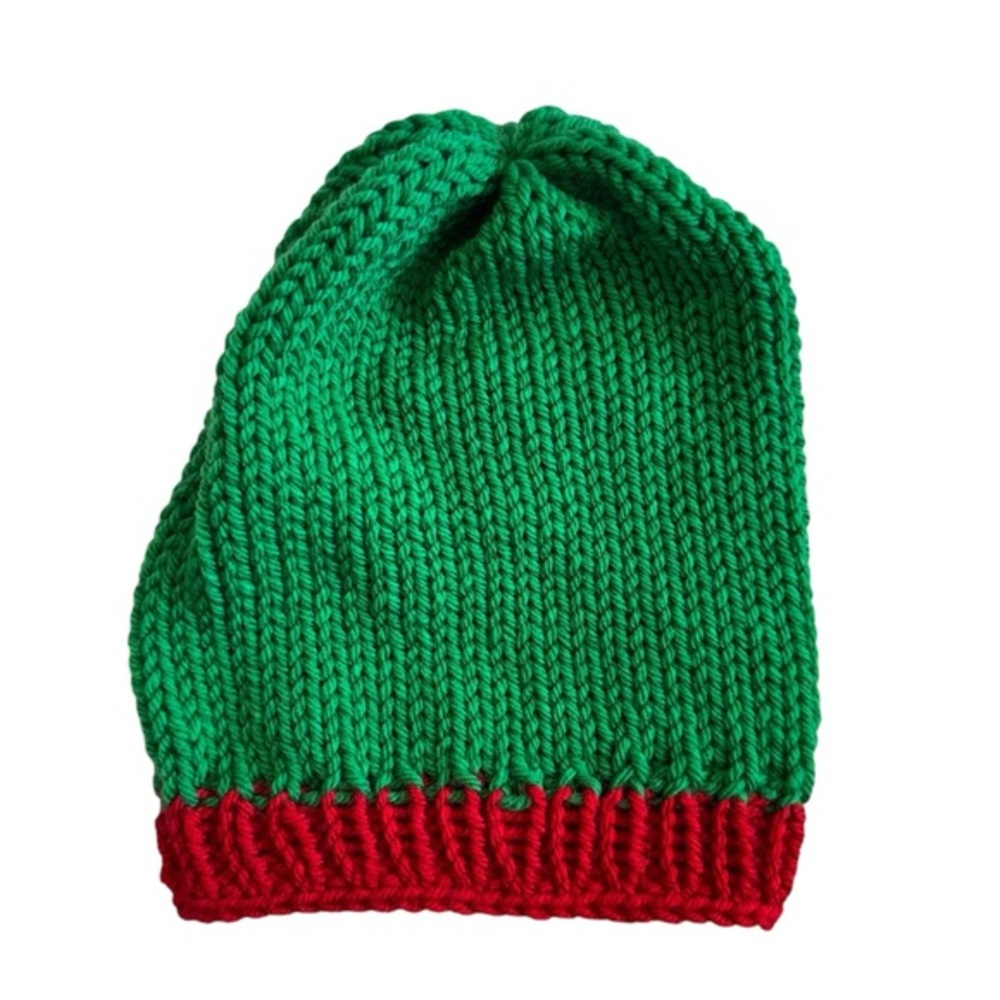 Vibrant Green and Red Kids Knit Beanie